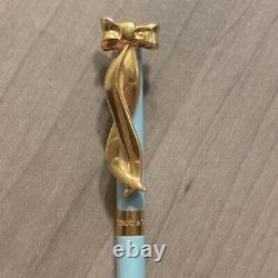 Tiffany & Co. Blue with Gold Ribbon Bow Clip Ballpoint Purse Pen, Germany Gift