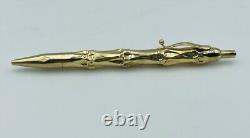 Tiffany & Co. Vintage 14k Yellow Gold Bamboo Pattern Ballpoint Pen