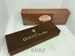 Unused Auth GUCCI K18 Gold-Plated Brown Wood Pattern Fountain Pen w Box & Case