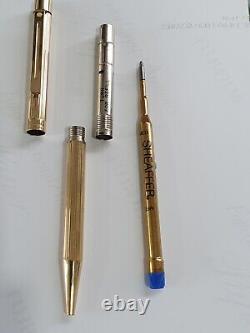 VINTAGE Sheaffer Targa Fountain and Ballpoint Pens. Gold plated Fluted Design