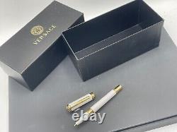 Versace Olympia Greca Madusa White & Gold Rollerball Pen RARE $395 MSRP