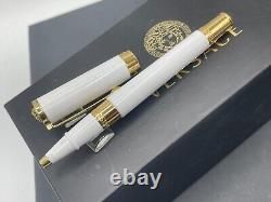 Versace Olympia Greca Madusa White & Gold Rollerball Pen RARE $395 MSRP