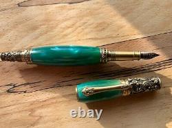 Victorian (style) Fountain pen set in Antique Brass and Gold furnishings
