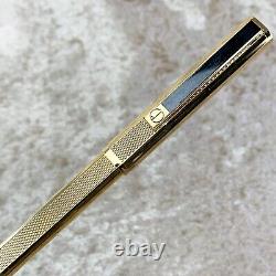 Vintage Alfred Dunhill Ballpoint Pen Dress Gold Plated Finish Black Lacquer Clip