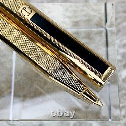 Vintage Alfred Dunhill Ballpoint Pen Dress Gold Plated Finish Black Lacquer Clip