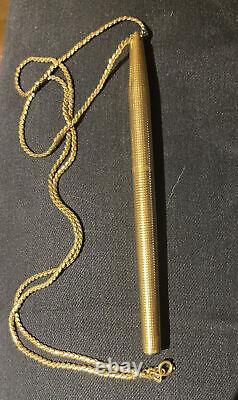Vintage Caran d'Ache Gold Plated Swiss Made Hanging Ballpoint Pen on Neck Chain