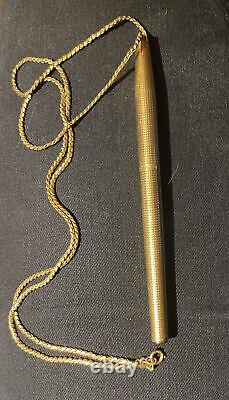 Vintage Caran d'Ache Gold Plated Swiss Made Hanging Ballpoint Pen on Neck Chain