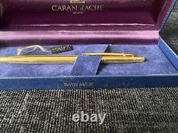 Vintage Caran d'Ache Madison pinstripe Gold Plated Ballpoint Pen Swiss made RARE