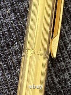 Vintage Caran d'Ache Madison pinstripe Gold Plated Ballpoint Pen Swiss made RARE