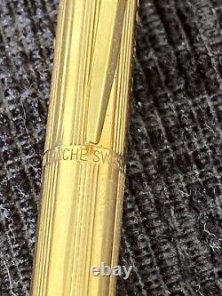 Vintage Caran d'Ache Madison pinstripe Gold Plated Ballpoint Pen Swiss made RARE