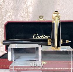 Vintage Cartier Ballpoint Pen Pasha Rare Black Lacquer Gold Finish with Case