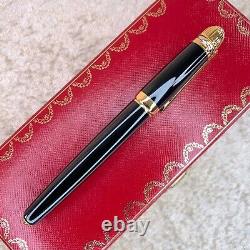 Vintage Cartier Ballpoint Pen Pasha Rare Black Lacquer Gold Finish with Case