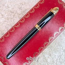 Vintage Cartier Ballpoint Pen Pasha Rare Black Lacquer Gold Finish with Case