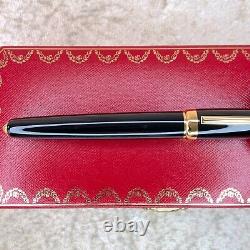 Vintage Cartier Ballpoint Pen Pasha Rare Black Lacquer Gold Finish with Case