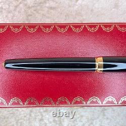 Vintage Cartier Ballpoint Pen Pasha Rare Black Lacquer Gold Finish with Case