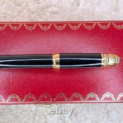 Vintage Cartier Ballpoint Pen Pasha Rare Black Lacquer Gold Finish with Case