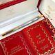 Vintage Cartier Ballpoint Pen Santos Brushed Silver Gold Plate Trim Withbox&papers