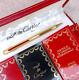 Vintage Cartier Ballpoint Pen Trinity 18k Gold Finish Red Clip Withbox&papers