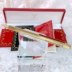 Vintage Cartier Ballpoint Pen Trinity 18k Gold Finish Red Clip withBox&Papers