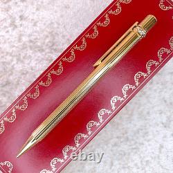 Vintage Cartier Ballpoint Pen Trinity 18k Gold Finish Red Clip withBox&Papers