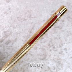 Vintage Cartier Ballpoint Pen Trinity 18k Gold Finish Red Clip withBox&Papers