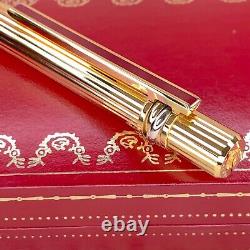 Vintage Cartier Ballpoint Pen Trinity 18k Gold Finish Red Clip withBox&Papers