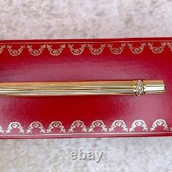 Vintage Cartier Ballpoint Pen Trinity 18k Gold Finish Red Clip withBox&Papers