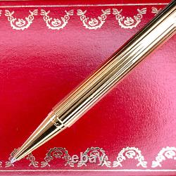 Vintage Cartier Ballpoint Pen Trinity 18k Gold Finish Red Clip withBox&Papers