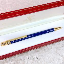 Vintage Cartier Ballpoint Pen Trinity Blue Marble Lacquer 18K Gold Finish withBox