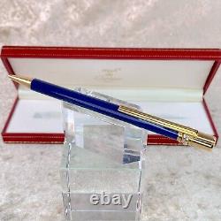 Vintage Cartier Ballpoint Pen Trinity Blue Marble Lacquer 18K Gold Finish withBox