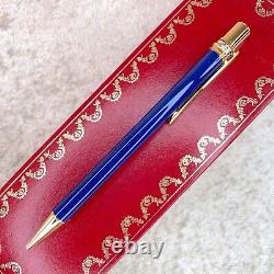 Vintage Cartier Ballpoint Pen Trinity Blue Marble Lacquer 18K Gold Finish withBox