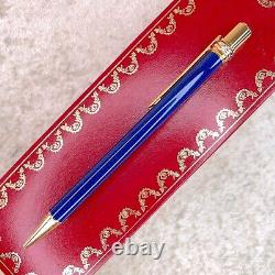 Vintage Cartier Ballpoint Pen Trinity Blue Marble Lacquer 18K Gold Finish withBox