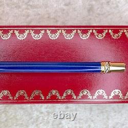 Vintage Cartier Ballpoint Pen Trinity Blue Marble Lacquer 18K Gold Finish withBox