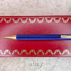 Vintage Cartier Ballpoint Pen Trinity Blue Marble Lacquer 18K Gold Finish withBox