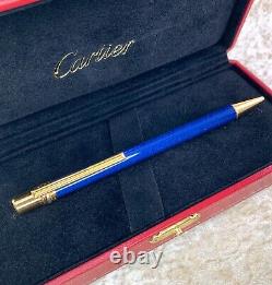 Vintage Cartier Ballpoint Pen Trinity Blue Marble Lacquer Finish with Case