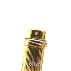 Vintage Cartier Ballpoint Pen Trinity Gold Plate Stripe pattern with logo withCase