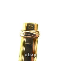 Vintage Cartier Ballpoint Pen Trinity Gold Plate Stripe pattern with logo withCase