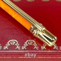 Vintage Cartier Ballpoint Pen Trinity Orange Lacquer Gold Finish with Box & Paper