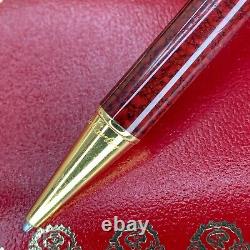 Vintage Cartier Ballpoint Pen Trinity Red Marble Lacquer Finish withCase&Papers