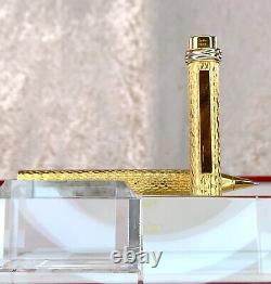 Vintage Cartier Ballpoint Pen Vendome Trinity 18k Gold Finished Textured withCase