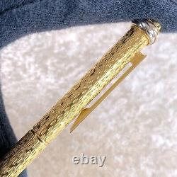 Vintage Cartier Ballpoint Pen Vendome Trinity 18k Gold Finished Textured withCase