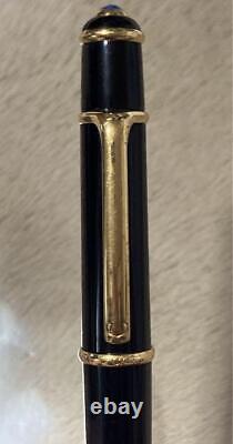 Vintage Cartier Diabolo Ballpoint Pen Black with Gold Trim
