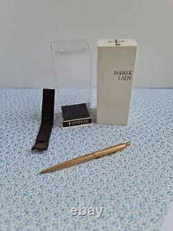 Vintage Classic Parker Lady Rolled Gold Ballpoint Pen Working, Box, Pouch