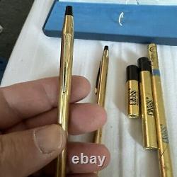 Vintage Cross 1/20 10K Rolled Gold Filled Ballpoint Pen, Blue Ink, Pencil Box