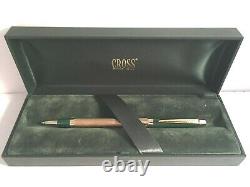 Vintage Cross Metropolis 23k Gold Plate/green Lacquer Ballpoint Pen #322-6 USA