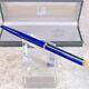 Vintage Dunhill Ballpoint Pen Gemline Blue Marble Lacquer Gold Finish With Case