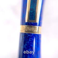 Vintage Dunhill Ballpoint Pen Gemline Blue Marble Lacquer Gold Finish with Case