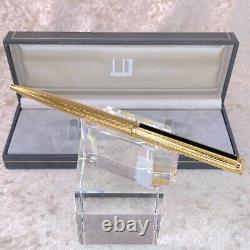 Vintage Dunhill Ballpoint Pen Gemline Gold Finish Black Clip with Case