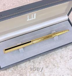 Vintage Dunhill Ballpoint Pen Gemline Gold Finish Black Clip with Case