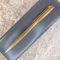 Vintage Dunhill Ballpoint Pen Gemline Gold Finish Grain d'Orge Brown Clip withCase